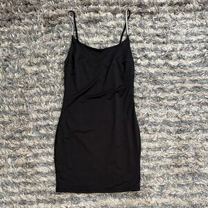 Chic Black Studded Spaghetti Strap Dress, Size S